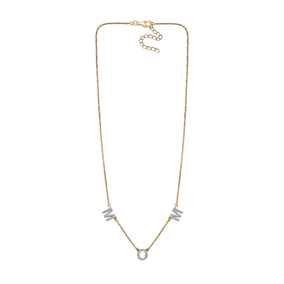 Mother's Day Gift Moissanite MOM Necklace 18 Inches in Vermeil Yellow Gold Over Sterling Silver 0.55 ctw image number 3