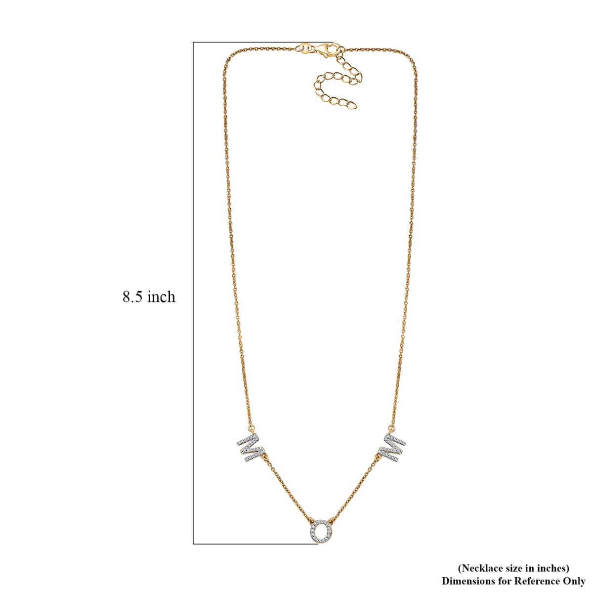 Mother's Day Gift Moissanite MOM Necklace 18 Inches in Vermeil Yellow Gold Over Sterling Silver 0.55 ctw image number 5