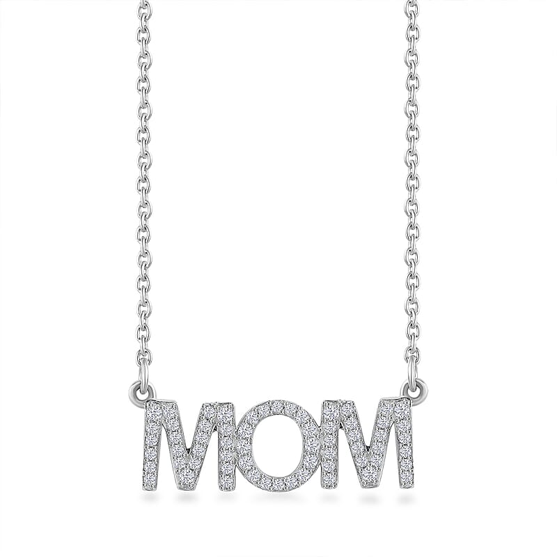 Moissanite MOM Necklace 18 Inches in Platinum Over Sterling Silver 0.60 ctw