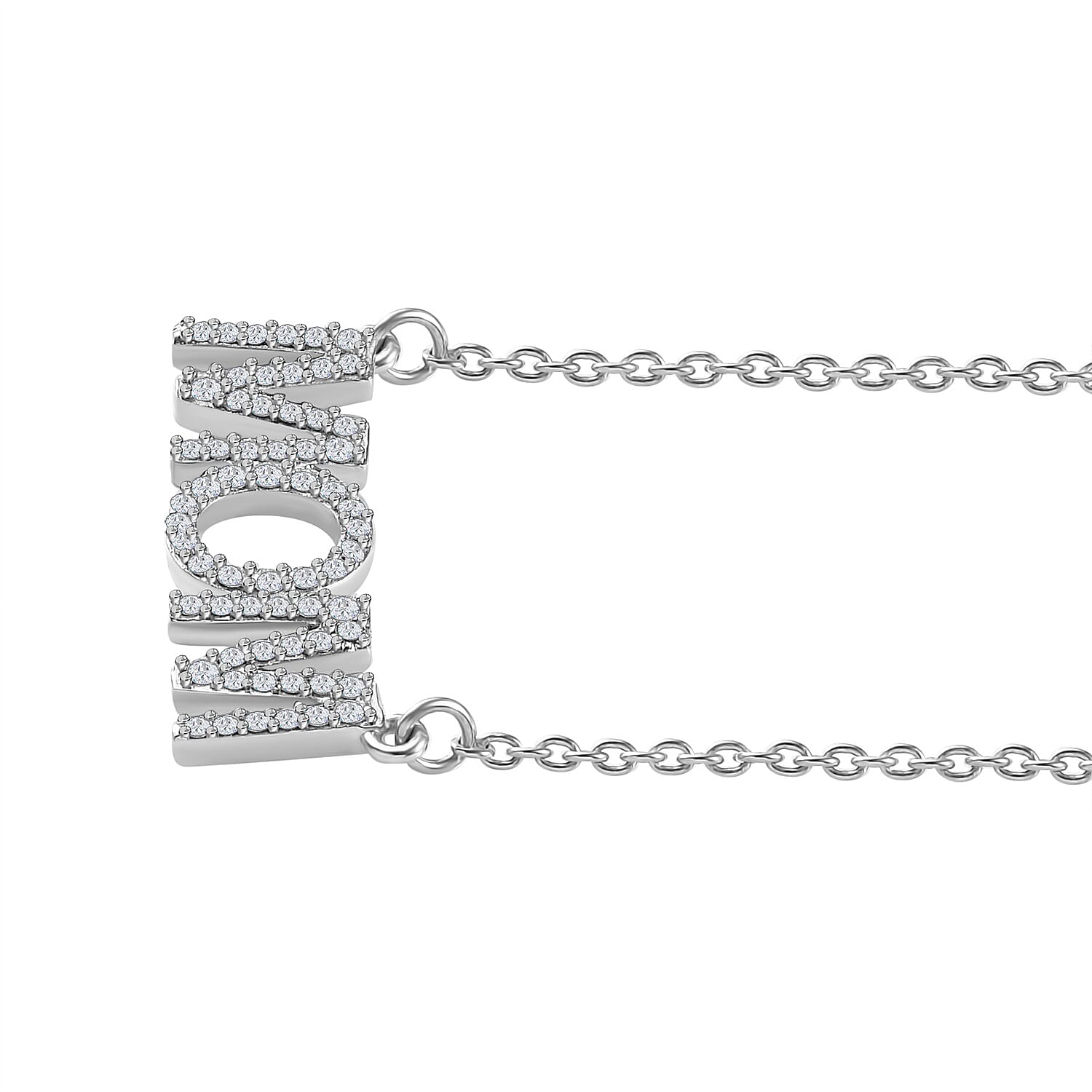 Moissanite MOM Necklace 18 Inches in Platinum Over Sterling Silver 0.60 ctw