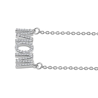 Moissanite MOM Necklace 18 Inches in Platinum Over Sterling Silver 0.60 ctw