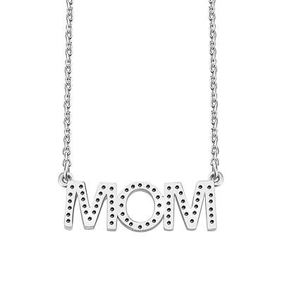 Moissanite MOM Necklace 18 Inches in Platinum Over Sterling Silver 0.60 ctw