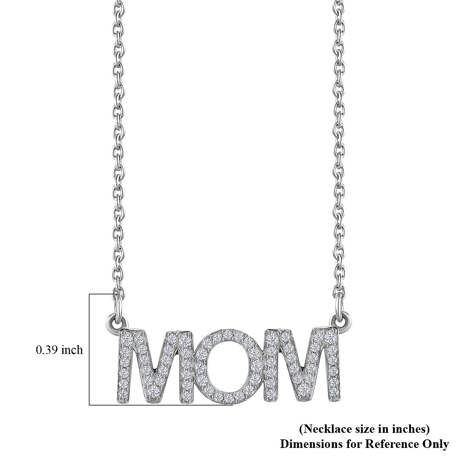 Moissanite MOM Necklace 18 Inches in Platinum Over Sterling Silver 0.60 ctw