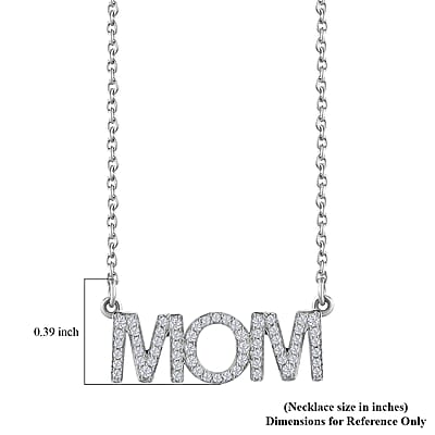 Moissanite MOM Necklace 18 Inches in Platinum Over Sterling Silver 0.60 ctw