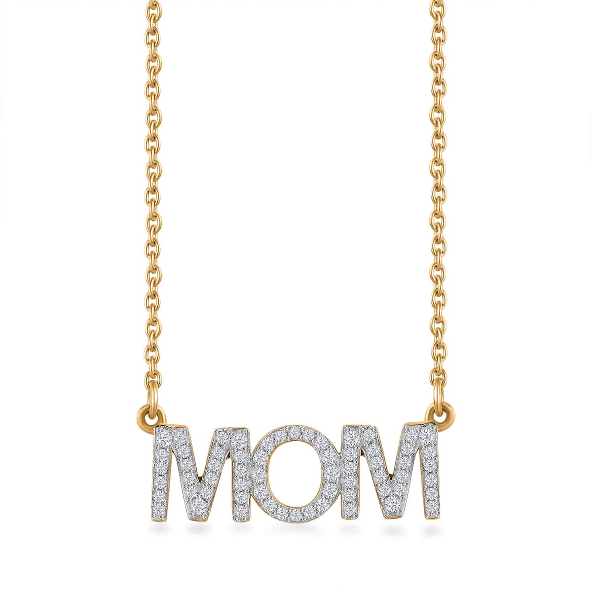 Moissanite MOM Necklace 18 Inches in Vermeil Yellow Gold Over Sterling Silver 0.60 ctw image number 0