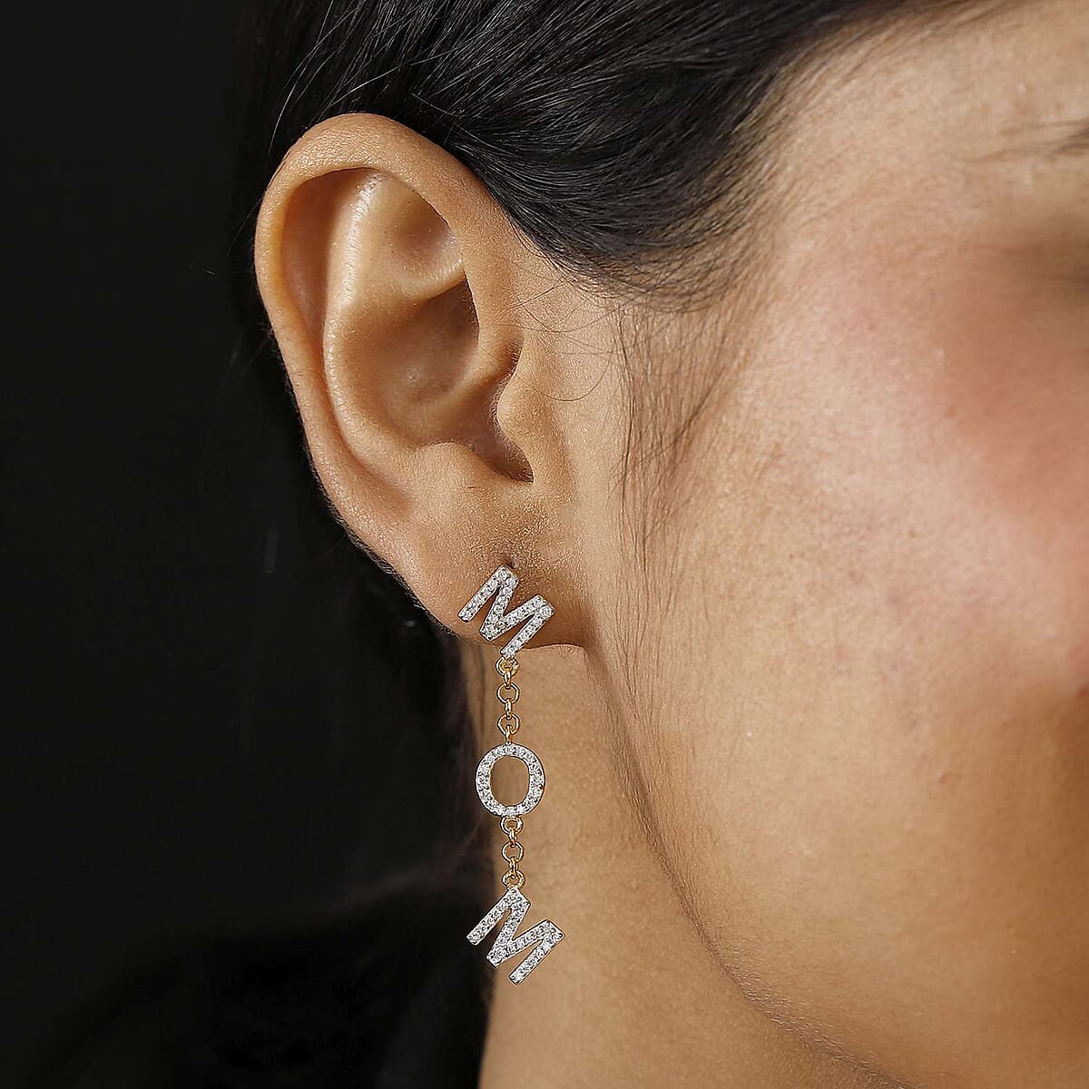 D'Joy Moissanite 1.00 ctw MOM Earrings in Vermeil Yellow Gold Over Sterling Silver image number 2