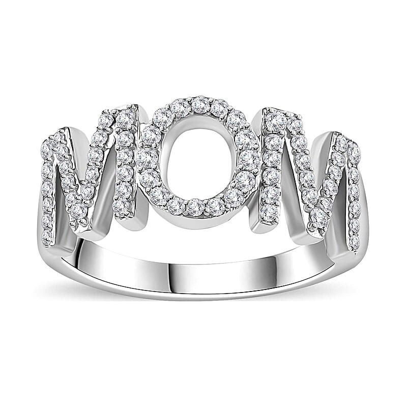Mother's Day Gift Moissanite Ring in Platinum Over Sterling Silver (Size 6.0) 0.60 ctw