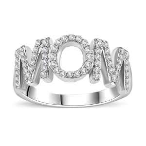 Mother's Day Gift Moissanite Ring in Platinum Over Sterling Silver (Size 6.0) 0.60 ctw