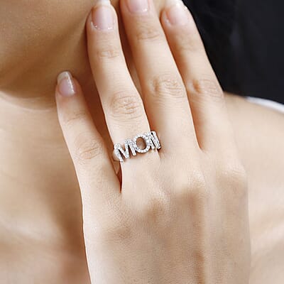 Mother's Day Gift Moissanite Ring in Platinum Over Sterling Silver (Size 6.0) 0.60 ctw