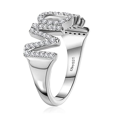 Mother's Day Gift Moissanite Ring in Platinum Over Sterling Silver (Size 6.0) 0.60 ctw