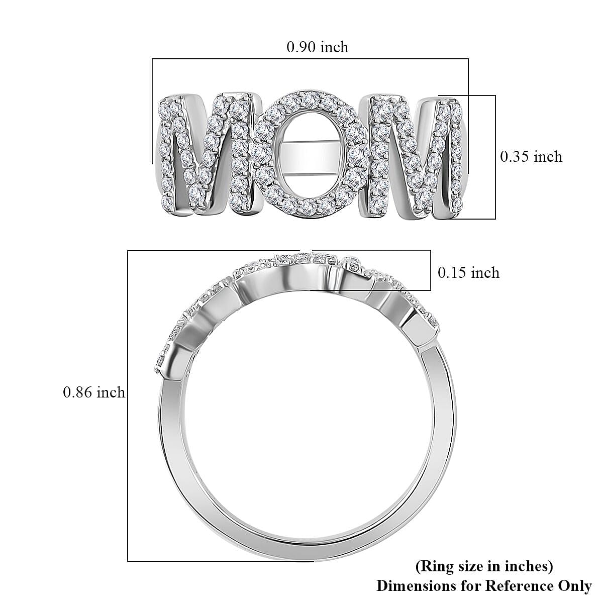 Mother's Day Gift Moissanite Ring in Platinum Over Sterling Silver (Size 6.0) 0.60 ctw image number 5