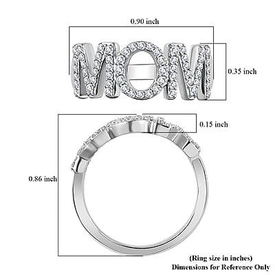 Mother's Day Gift Moissanite Ring in Platinum Over Sterling Silver (Size 6.0) 0.60 ctw