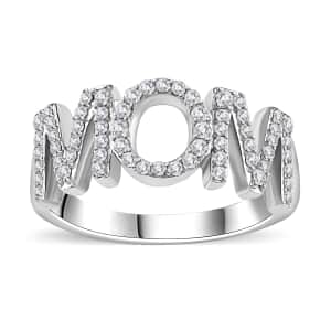 Mother's Day Gift Moissanite Ring in Platinum Over Sterling Silver (Size 7.0) 0.60 ctw