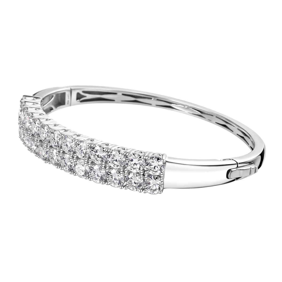 Moissanite Double Row Bangle Bracelet in Platinum Over Sterling Silver (7.25 In) 11.60 ctw image number 3