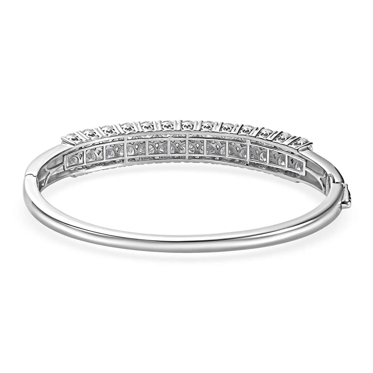 Moissanite Double Row Bangle Bracelet in Platinum Over Sterling Silver (7.25 In) 11.60 ctw image number 4