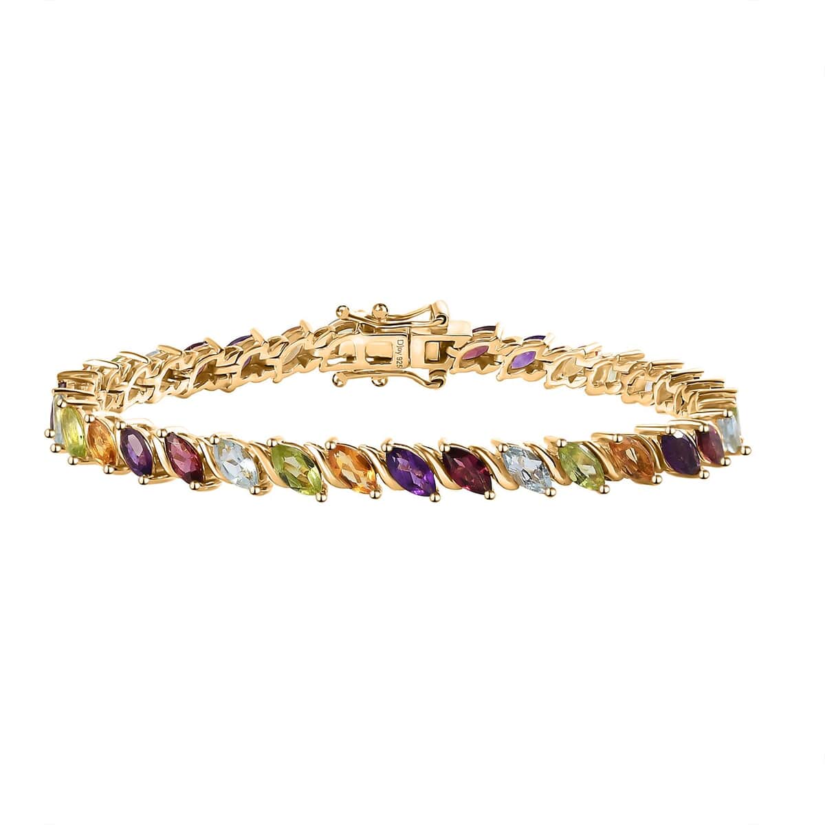 Multi Gemstone Tennis Bracelet in Vermeil Yellow Gold Over Sterling Silver (7.25 In) 8.60 ctw image number 0