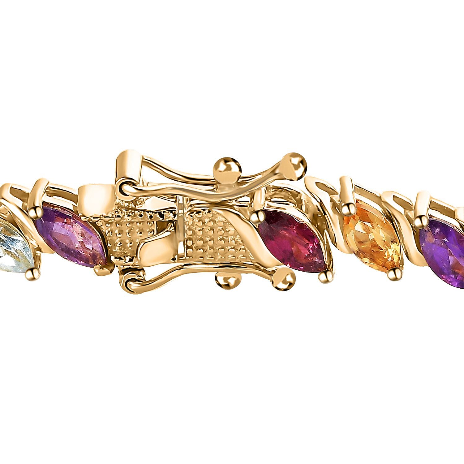 Multi Gemstone Tennis Bracelet in Vermeil Yellow Gold Over Sterling Silver (7.25 In) 8.60 ctw