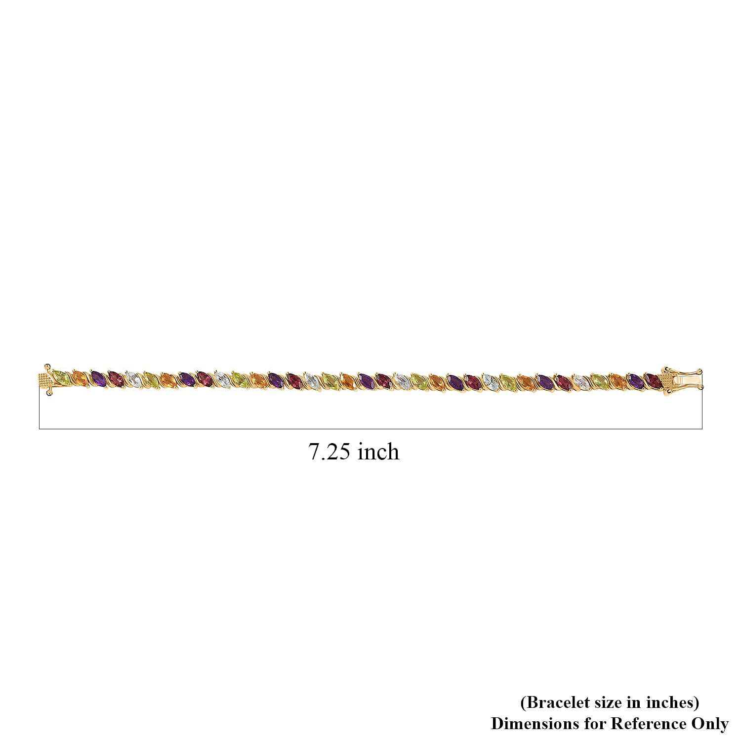 Multi Gemstone Tennis Bracelet in Vermeil Yellow Gold Over Sterling Silver (7.25 In) 8.60 ctw
