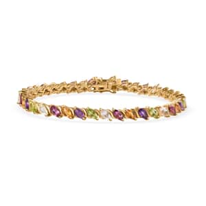 Multi Gemstone Tennis Bracelet in Vermeil Yellow Gold Over Sterling Silver (8.00 In) 9.50 ctw