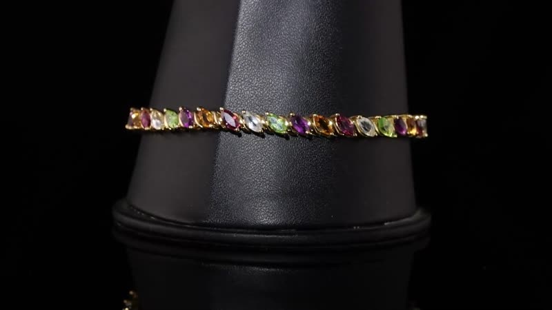 Multi Gemstone Tennis Bracelet in Vermeil Yellow Gold Over Sterling Silver (8.00 In) 9.50 ctw