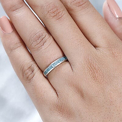 Grandidierite Half Eternity Band Ring in Platinum Over Sterling Silver (Size 10.0) 0.65 ctw
