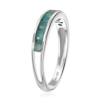Grandidierite Half Eternity Band Ring in Platinum Over Sterling Silver (Size 10.0) 0.65 ctw