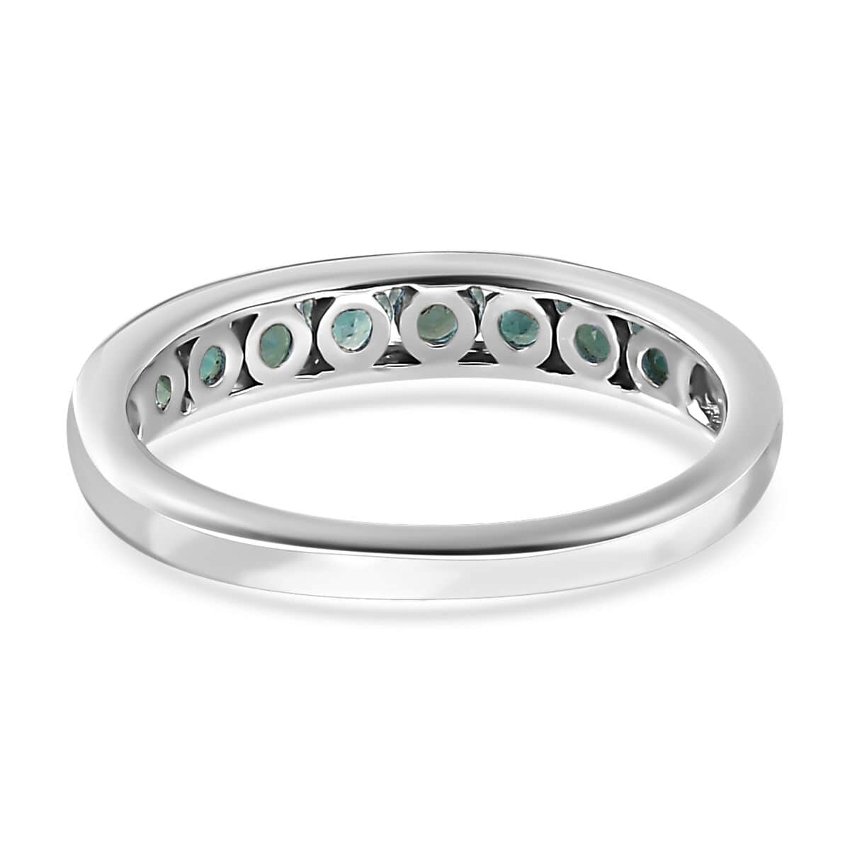 Grandidierite Half Eternity Band Ring in Platinum Over Sterling Silver (Size 5.0) 0.65 ctw image number 4