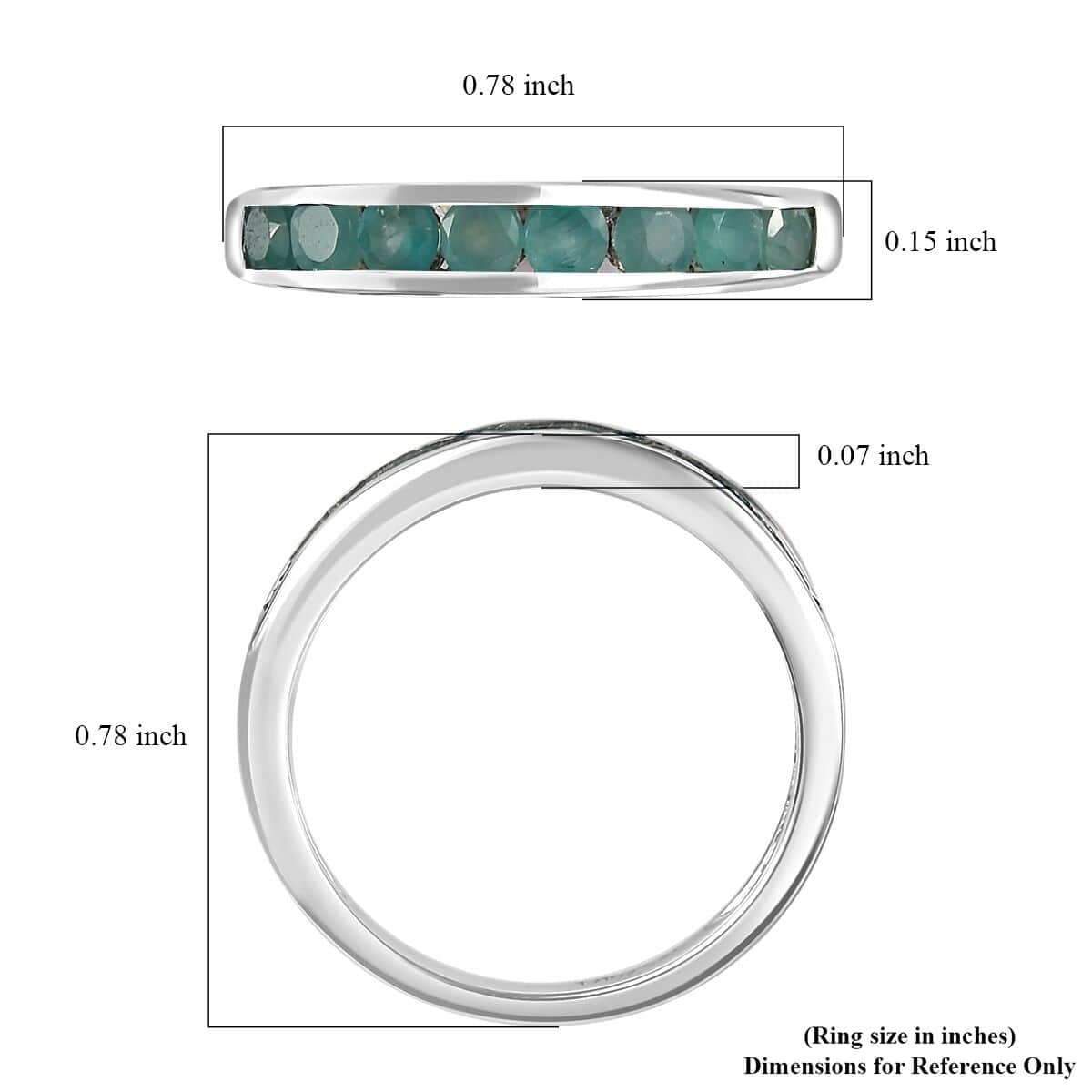 Grandidierite Half Eternity Band Ring in Platinum Over Sterling Silver (Size 7.0) 0.65 ctw image number 5