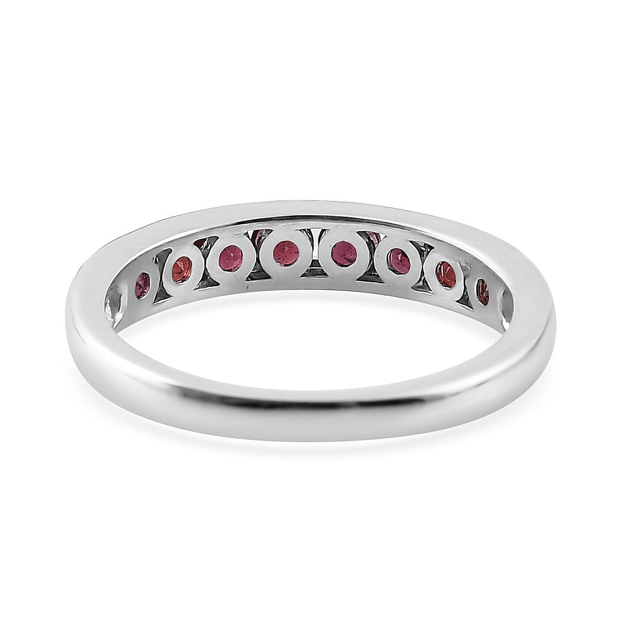 Anthill Garnet Half Eternity Band Ring in Platinum Over Sterling Silver (Size 6.0) 0.70 ctw image number 4