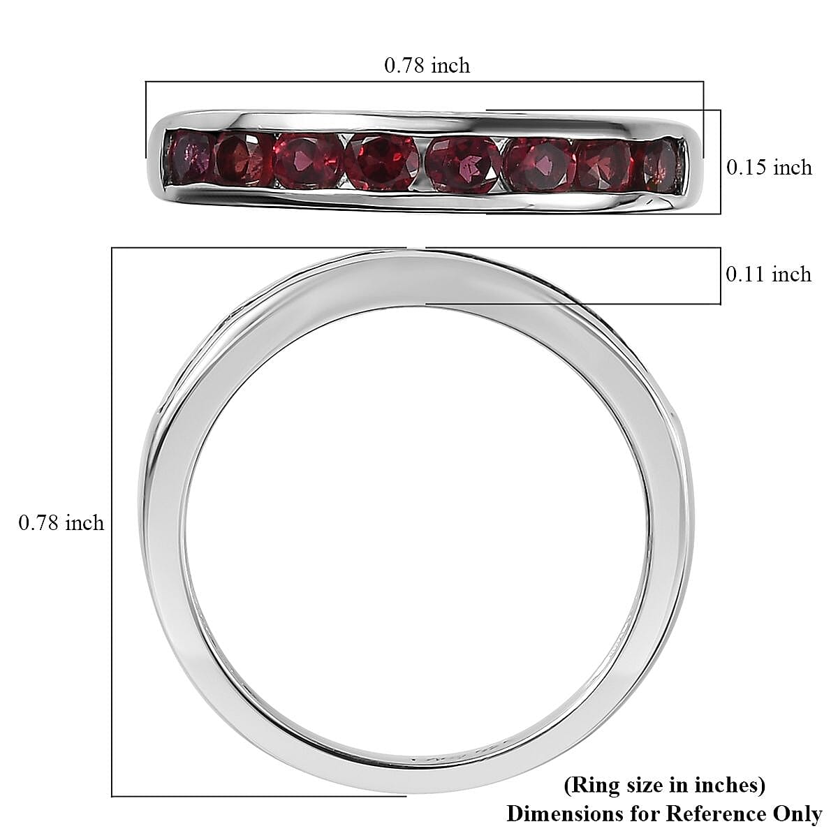Anthill Garnet Half Eternity Band Ring in Platinum Over Sterling Silver (Size 6.0) 0.70 ctw image number 5