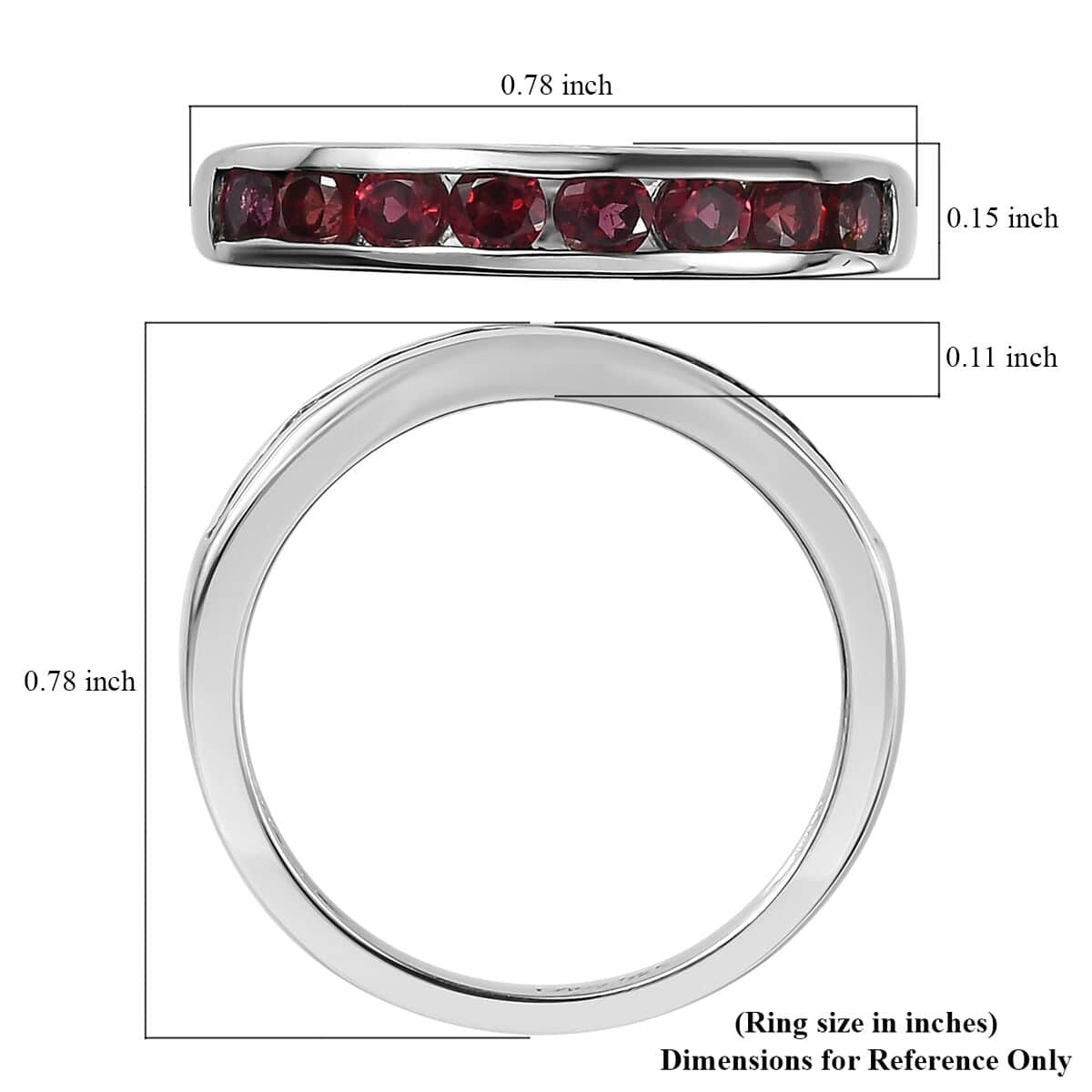 Anthill Garnet Half Eternity Band Ring in Platinum Over Sterling Silver (Size 7.0) 0.70 ctw image number 5