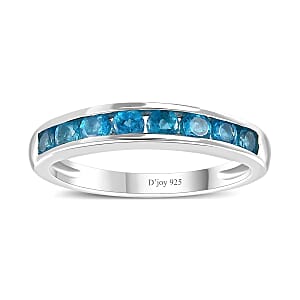 Malgache Neon Apatite Half Eternity Band Ring in Platinum Over Sterling Silver (Size 8.0) 0.60 ctw