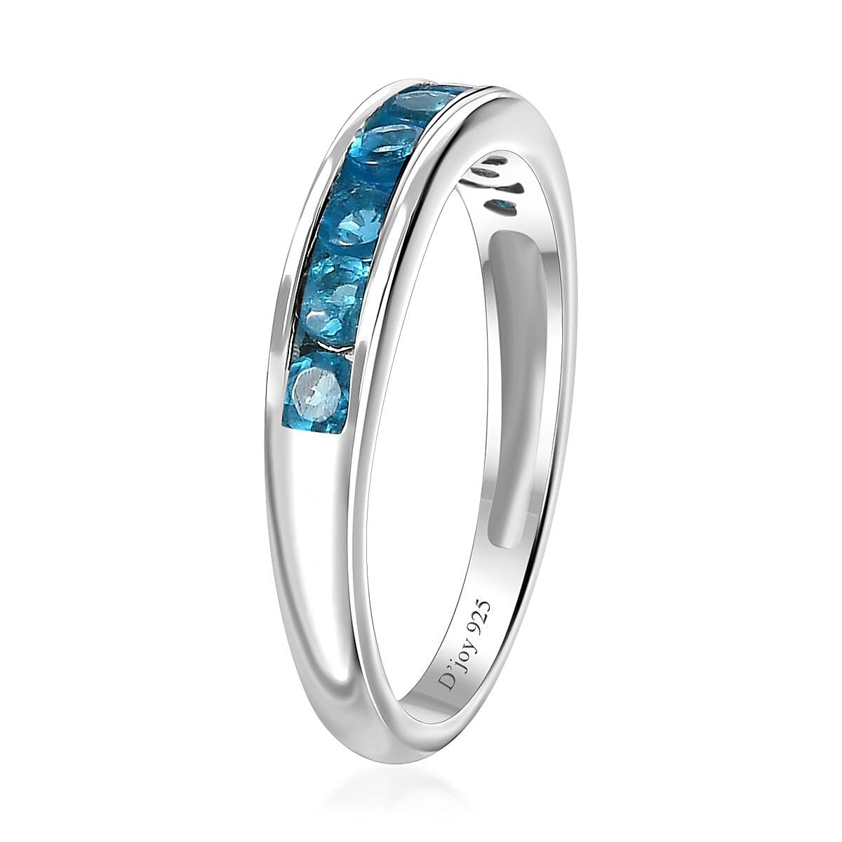Malgache Neon Apatite Half Eternity Band Ring in Platinum Over Sterling Silver (Size 8.0) 0.60 ctw image number 3