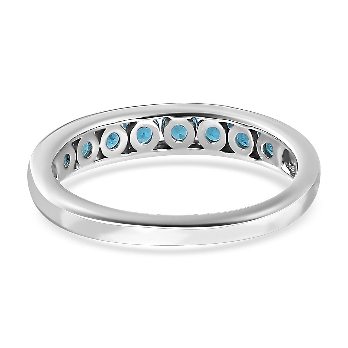 Malgache Neon Apatite Half Eternity Band Ring in Platinum Over Sterling Silver (Size 8.0) 0.60 ctw image number 4