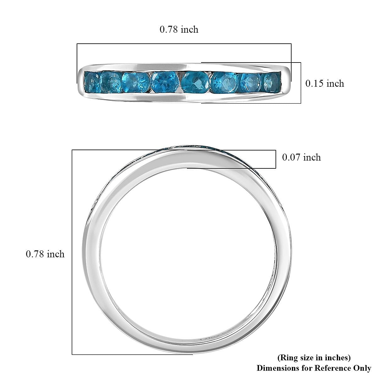 Malgache Neon Apatite Half Eternity Band Ring in Platinum Over Sterling Silver (Size 8.0) 0.60 ctw image number 5