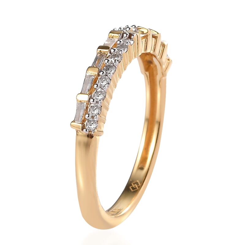 White Diamond I2 0.30 ctw Band Ring in 18K Vermeil Yellow Gold Over Sterling Silver (Size 6.0)