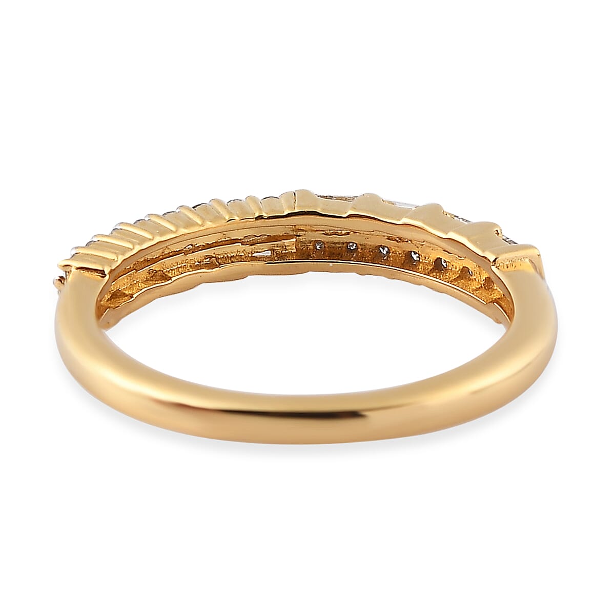 White Diamond I2 0.30 ctw Band Ring in 18K Vermeil Yellow Gold Over Sterling Silver (Size 6.0)