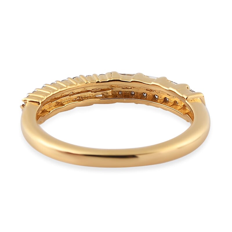 White Diamond I2 0.30 ctw Band Ring in 18K Vermeil Yellow Gold Over Sterling Silver (Size 6.0)
