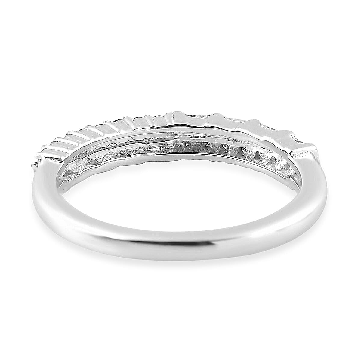 White Diamond (I2) 0.30 ctw Band Ring in Rhodium Over Sterling Silver (Size 5.0)