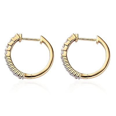 Diamond G-H SI 0.35 ctw Hoop Earrings in 18K Vermeil Yellow Gold Over Sterling Silver