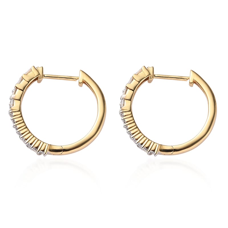 Diamond G-H SI 0.35 ctw Hoop Earrings in 18K Vermeil Yellow Gold Over Sterling Silver