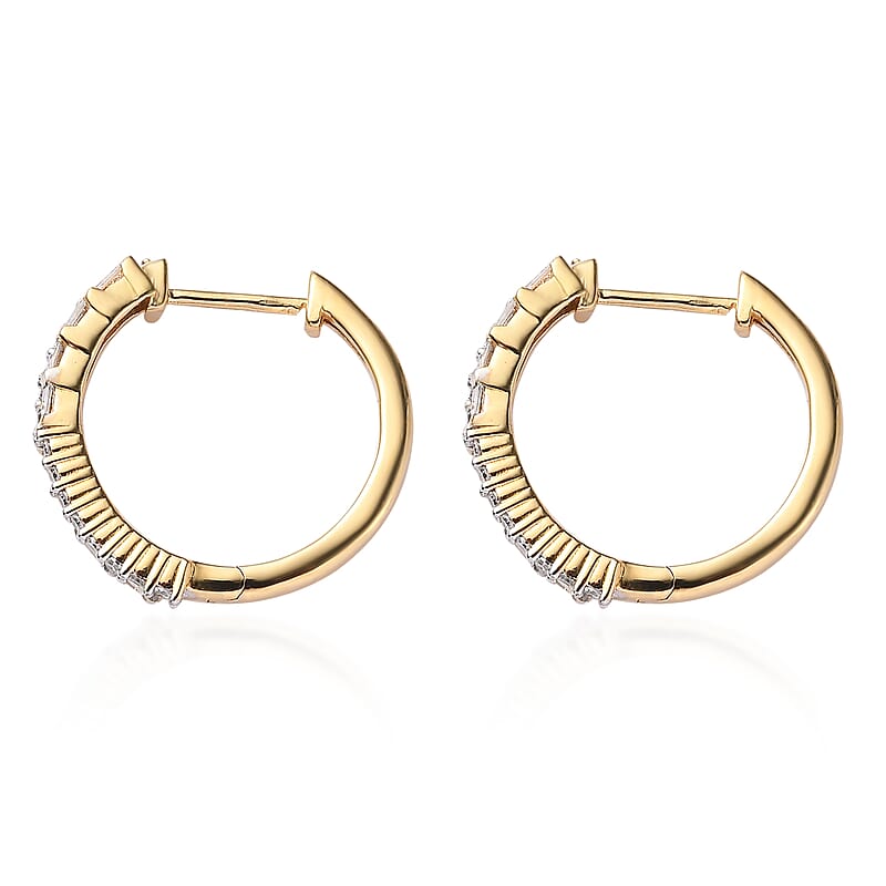 Diamond G-H SI 0.35 ctw Hoop Earrings in 18K Vermeil Yellow Gold Over Sterling Silver