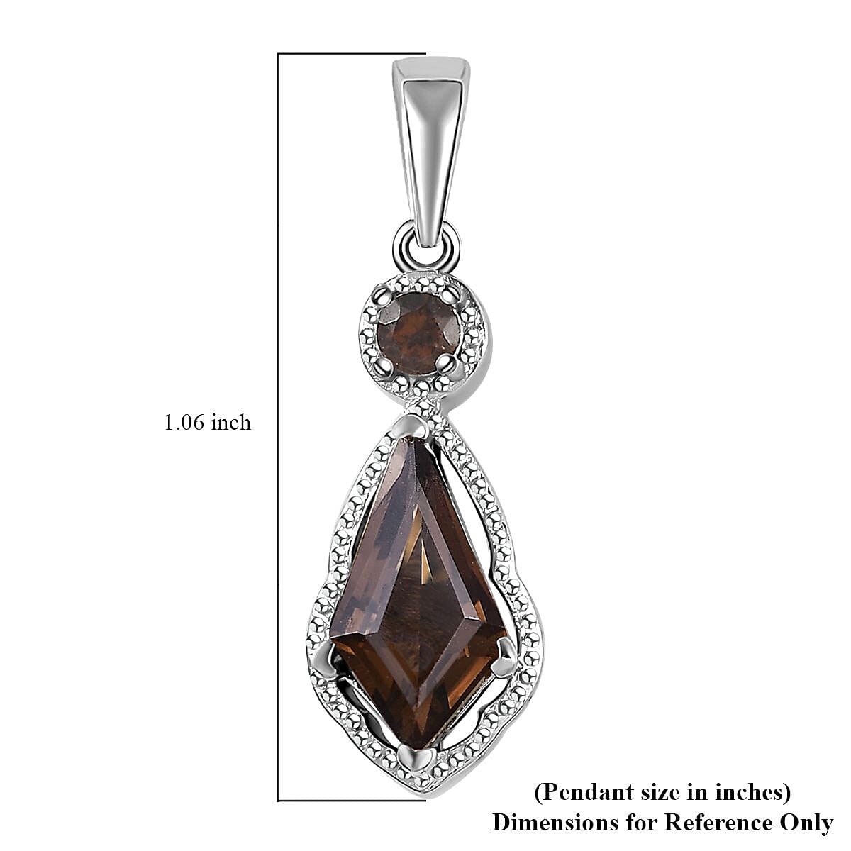 Brazilian Smoky Quartz Pendant in Platinum Over Copper 1.35 ctw