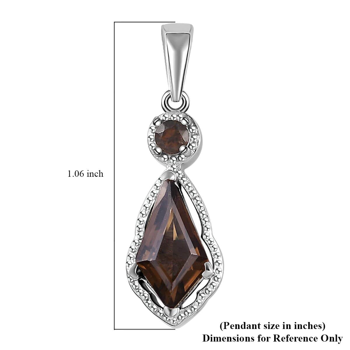 Brazilian Smoky Quartz Pendant in Platinum Over Copper 1.35 ctw image number 5