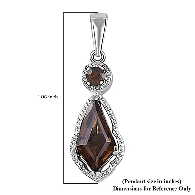 Brazilian Smoky Quartz Pendant in Platinum Over Copper 1.35 ctw