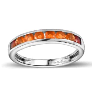 Jalisco Fire Opal Half Eternity Band Ring in Platinum Over Sterling Silver (Size 10.0) 0.40 ctw