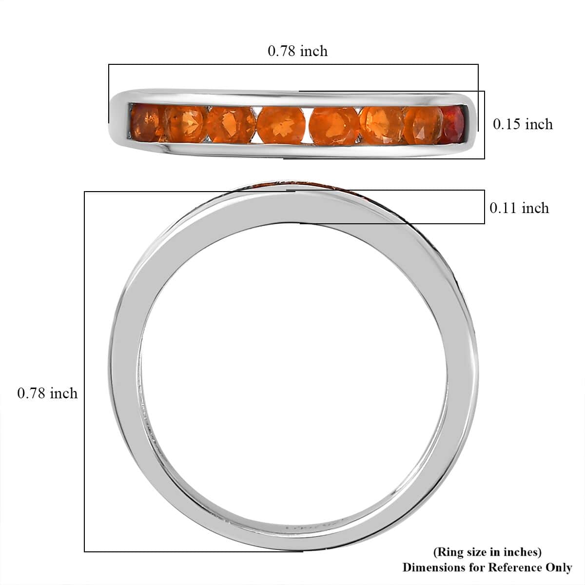 Jalisco Fire Opal Half Eternity Band Ring in Platinum Over Sterling Silver (Size 10.0) 0.40 ctw image number 5