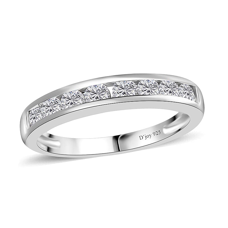 Moissanite Half Eternity Band Ring in Platinum Over Sterling Silver (Size 10.0) 0.50 ctw