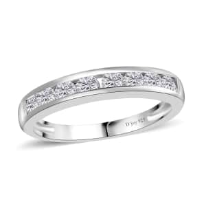 Moissanite Half Eternity Band Ring in Platinum Over Sterling Silver (Size 10.0) 0.50 ctw