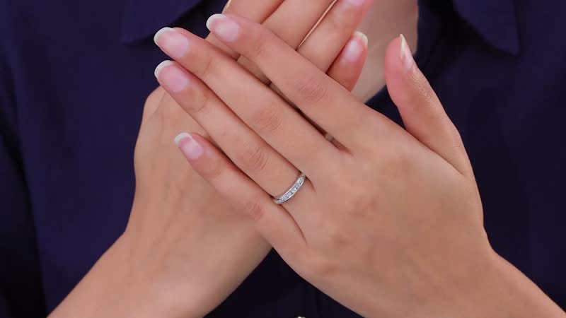 Moissanite Half Eternity Band Ring in Platinum Over Sterling Silver (Size 10.0) 0.50 ctw